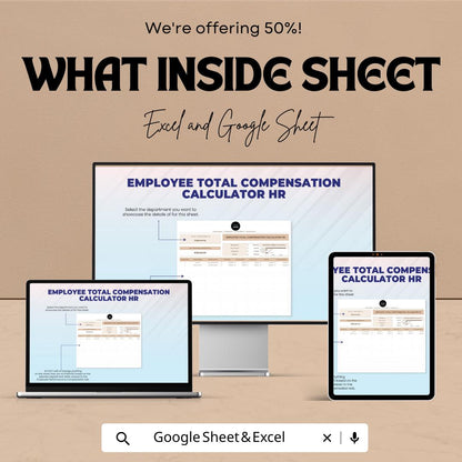 Employee Total Compensation Calculator HR Template | Excel & Google Sheet | Calculate Employee Salary, Benefits, and Bonuses