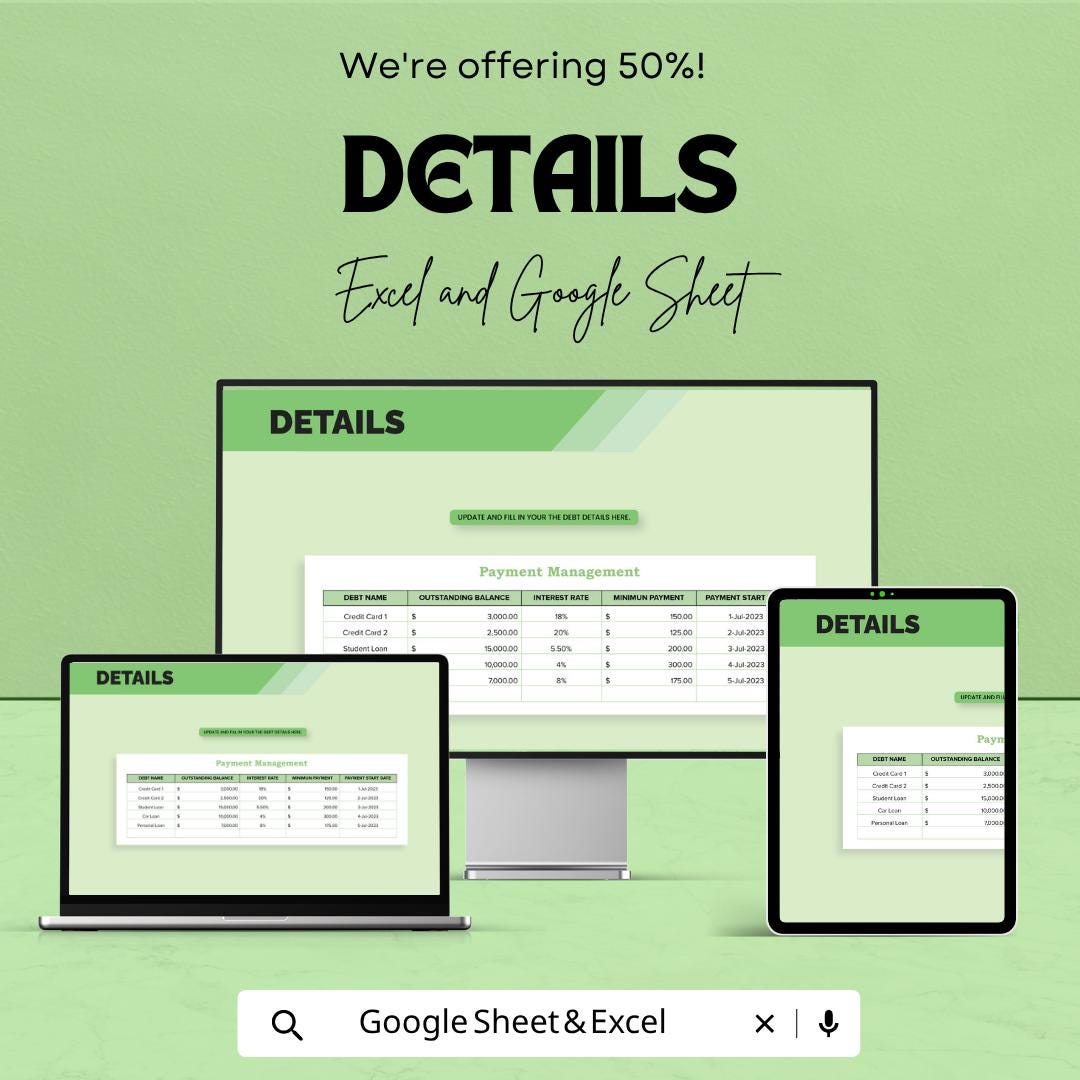 Debt Payoff Tracker Template | Debt Snowball Spreadsheet | Debt Payment Planner | Loan Tracker | Credit Card Payoff Sheet
