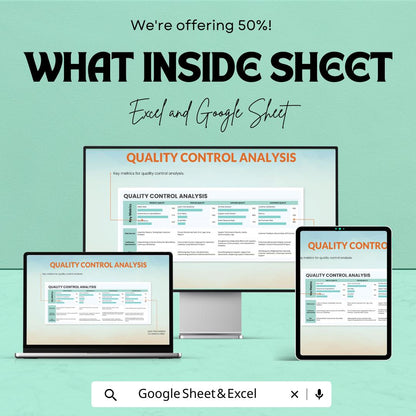 Quality Control Analysis Template | Excel & Google Sheets QC Checklist | Process Quality Tracker | Quality Management Spreadsheet