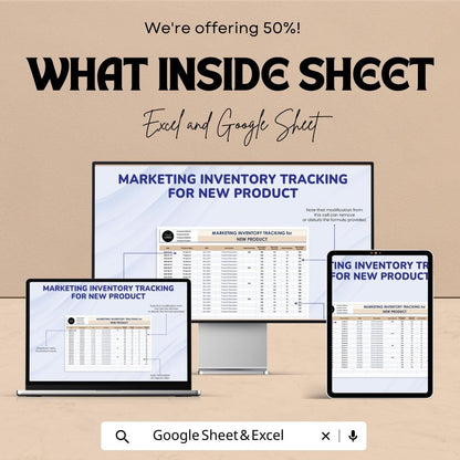 Marketing Inventory Tracking for New Product Template | Excel and Google Sheets | New Product Stock & Inventory Management Spreadsheet