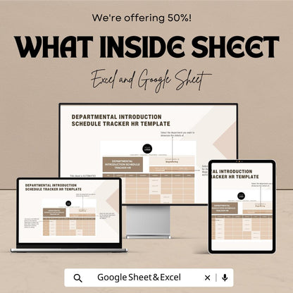 Departmental Introduction Schedule Tracker HR Sheet | Onboarding Template for New Employees | Excel & Google Sheets