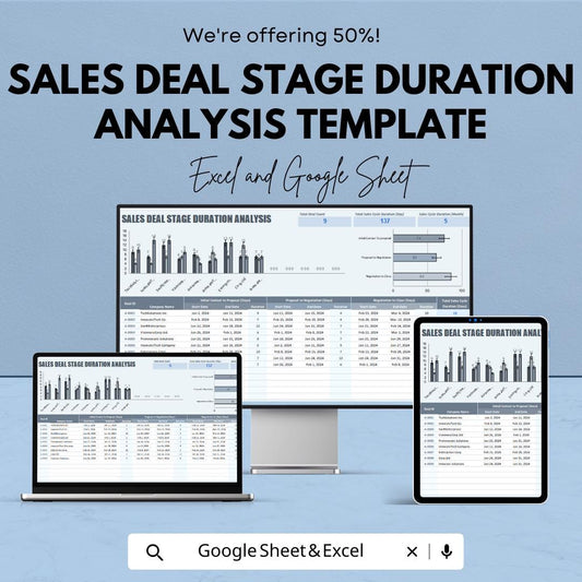 Sales Deal Stage Duration Analysis Template | Deal Stage Timing Dashboard | Sales Process Optimization Tool
