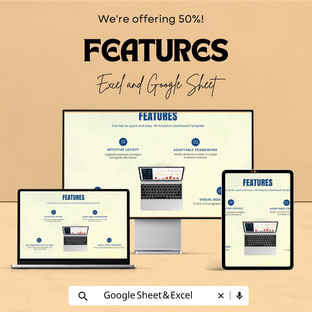 HR Analytics Dashboard - Excel & Google Sheet Template | Employee Management | HR Data Analytics Tool | HR Dashboard for Workforce Insights