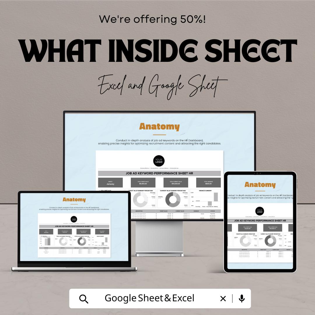 Job Ad Keyword Performance Sheet HR Template | Recruitment Analytics Dashboard | Excel & Google Sheets Hiring Tracker