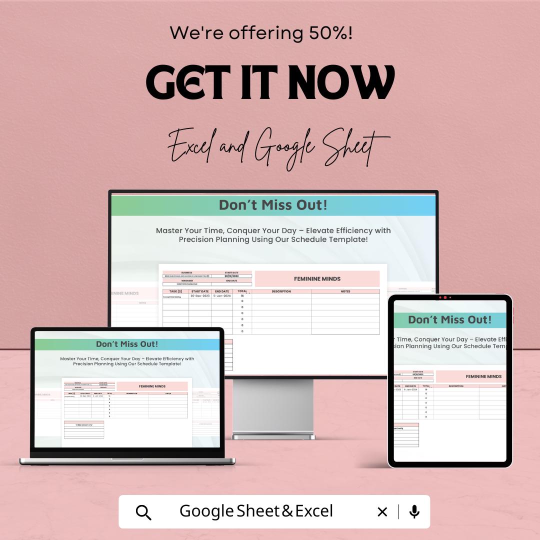 Schedule Template | Excel & Google Sheets | Project Planner | Task Tracker | Timeline Spreadsheet | Milestone Schedule | Editable Template