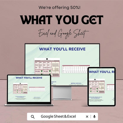 Marketing Brand Health KPIs Dashboard - Excel and Google Sheet - Track & Analyze Marketing Performance - KPI Analytics Template
