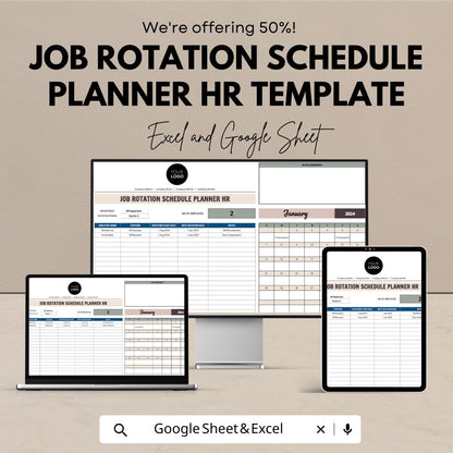 Job Rotation Schedule Planner HR Template | Employee Rotation Tracker | Workforce Planning Tool | Excel & Google Sheets