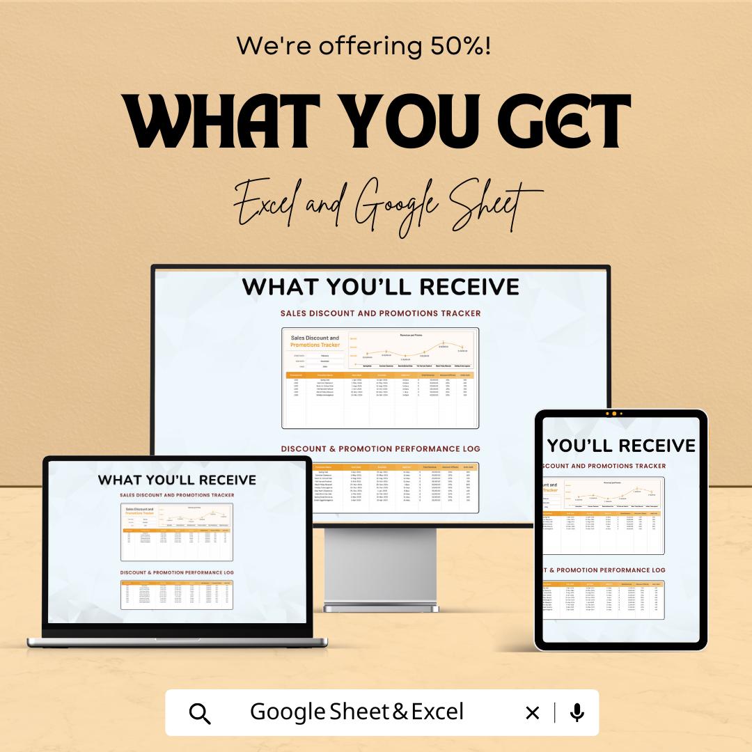 Sales Discount & Promotions Tracker Template for Excel and Google Sheets - Track Sales Performance