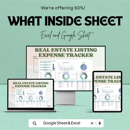 Real Estate Listing Expense Tracker Template, Property Expense Spreadsheet, Realtor Budget Tracker, Excel & Google Sheets