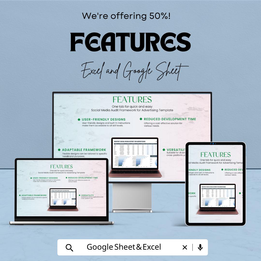 Monthly Social Media Report Template | Social Media Analytics Tracker | Marketing Performance Dashboard | Advertising Report Tracker