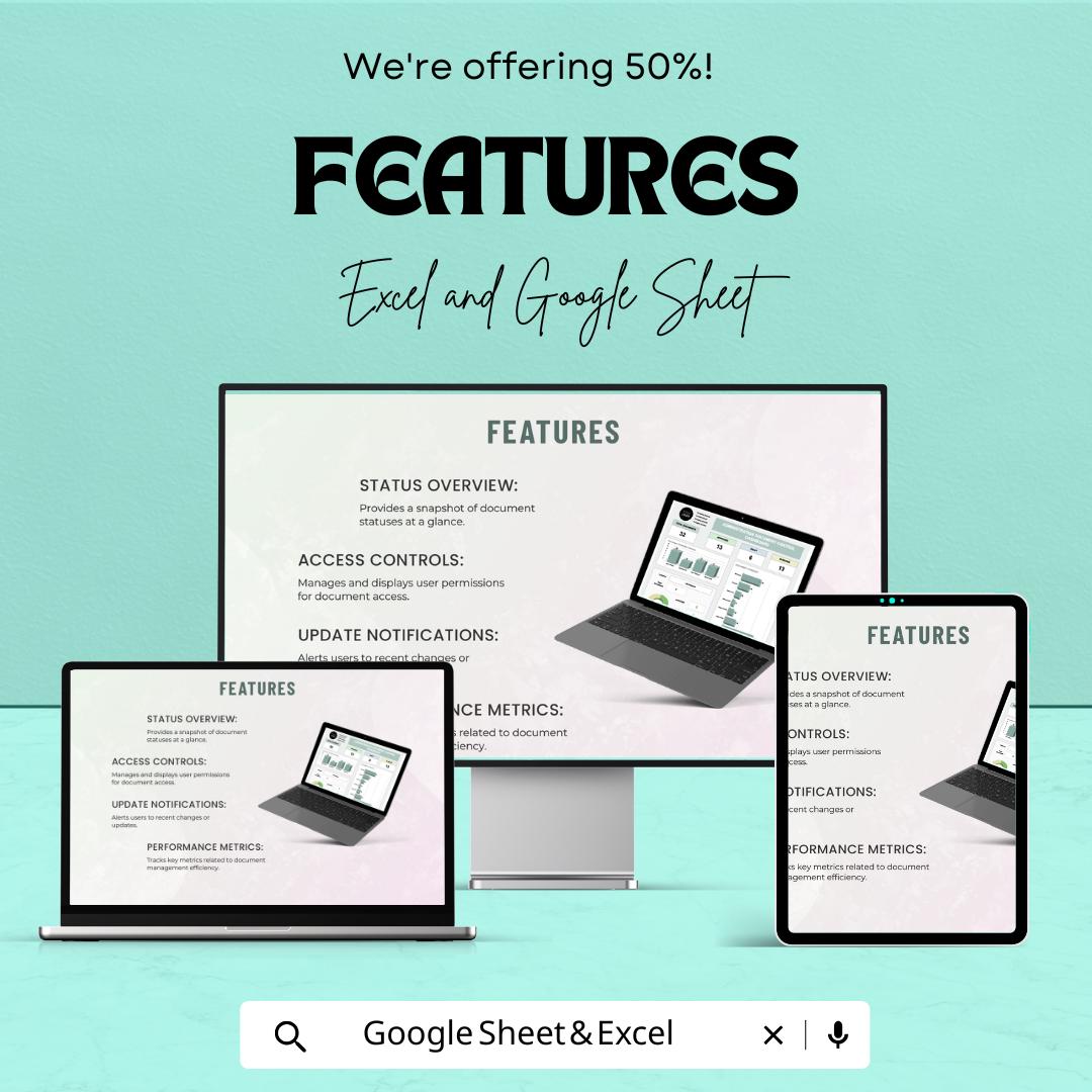 Administration Document Control Dashboard – Excel and Google Sheets Template for Document Tracking, Management & Reporting