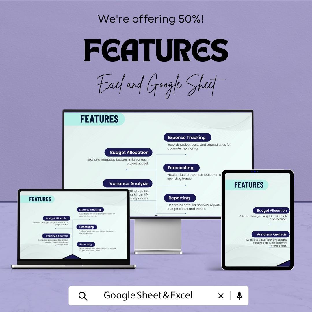 Project Budget Tracking Template | Budget Planner Spreadsheet | Expense Tracker | Project Cost Management | Excel & Google Sheets |