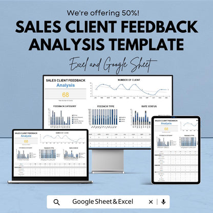 Sales Client Feedback Analysis Template | Client Sentiment Tracker | Sales Performance Review Sheet