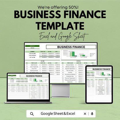 Business Finance Template | Financial Planner | Income and Expense Tracker | Cash Flow & Budgeting Spreadsheet | Business Accounting Tool