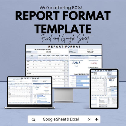 Report Format Template | Weekly Expense Report | Business Report Sheet | Editable Tracking Template | Work Report Spreadsheet