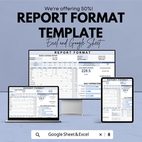 Report Format Template | Weekly Expense Report | Business Report Sheet | Editable Tracking Template | Work Report Spreadsheet