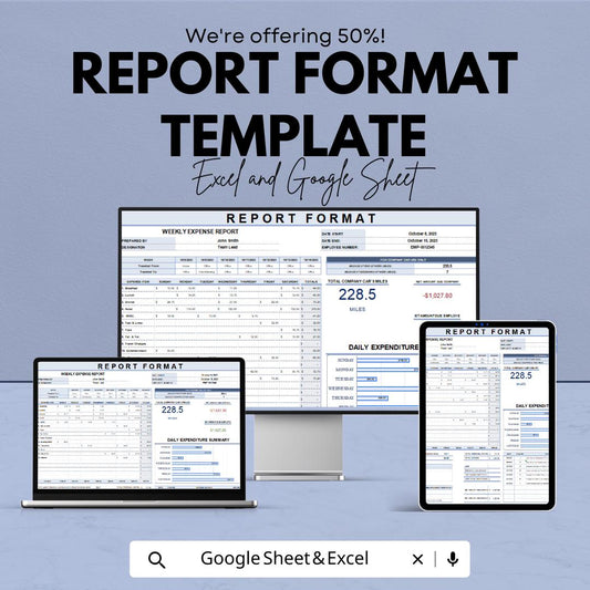 Report Format Template | Weekly Expense Report | Business Report Sheet | Editable Tracking Template | Work Report Spreadsheet
