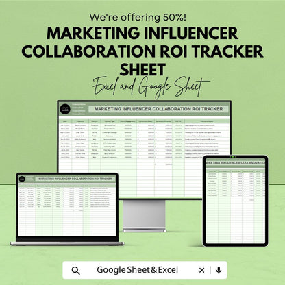 Marketing Influencer ROI Tracker | Excel & Google Sheets Template | Campaign Performance Analytics