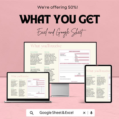 Sample Blank Invoice Template – Editable Excel  andGoogle Sheet | Professional Invoice for Business & Freelancers | Instant Download