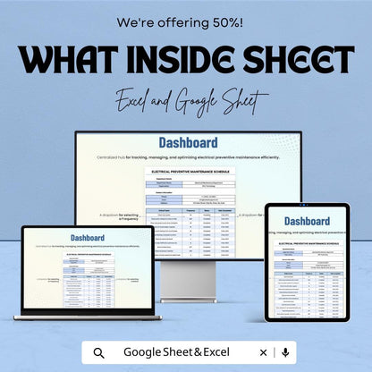 Electrical Preventive Maintenance Schedule Sheet | Excel & Google Sheet Template for Equipment Maintenance