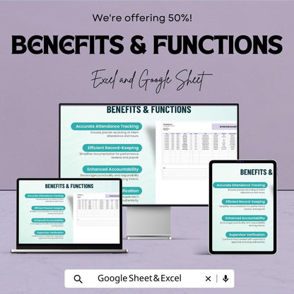Intern Sign In Sheet Template | Attendance Tracker Excel | Intern Hours Log Google Sheets | Employee Time Sheet | Internship Attendance Form