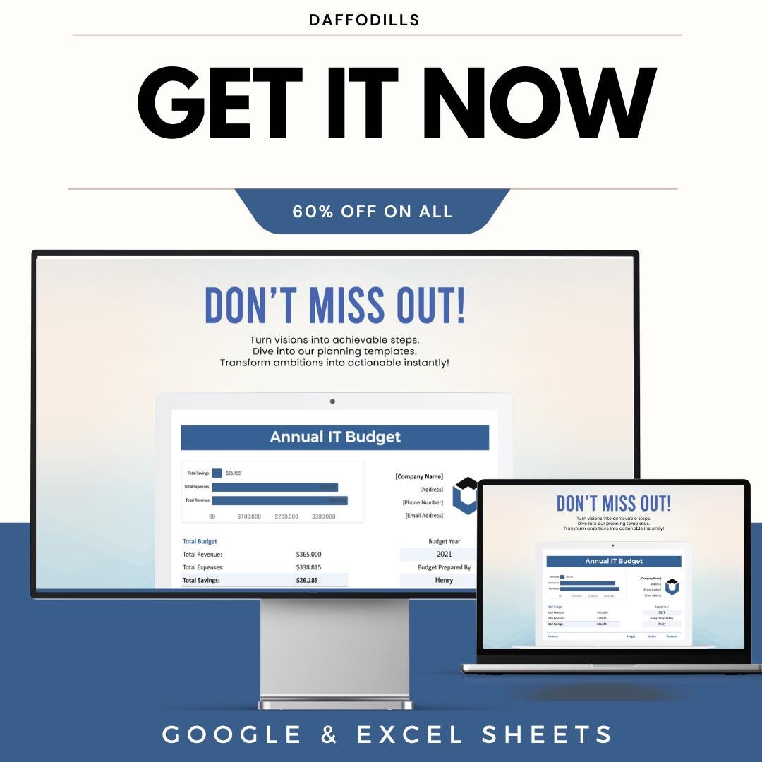 Annual IT Budget Template | IT Budget Spreadsheet | Tech Budget Planner | Google Sheets IT Budget | Excel it Budget Tool
