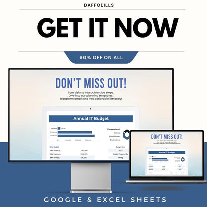 Annual IT Budget Template | IT Budget Spreadsheet | Tech Budget Planner | Google Sheets IT Budget | Excel it Budget Tool
