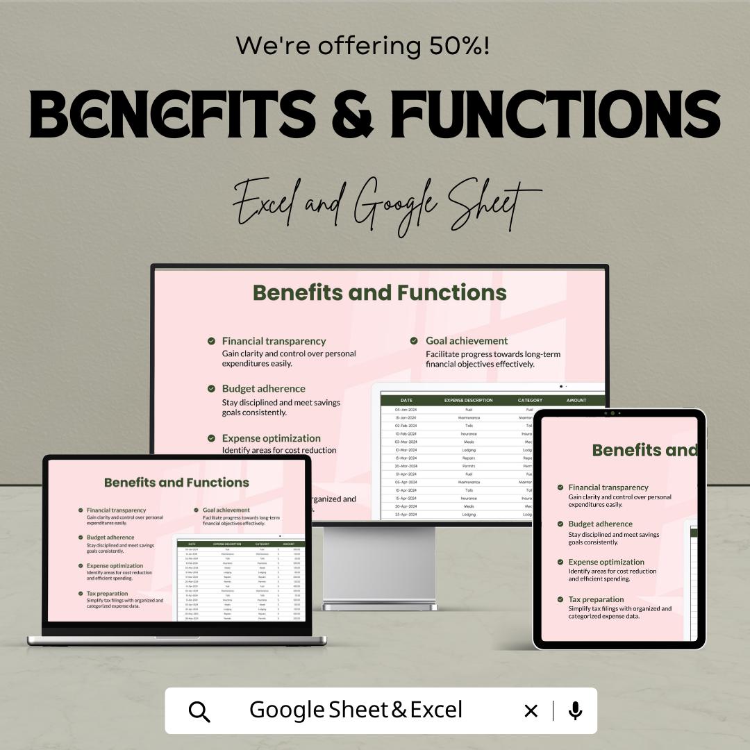 Trucking Expense Template | Truck Driver Expense Tracker | Excel & Google Sheets | Owner Operator Accounting | Fleet Expense Log