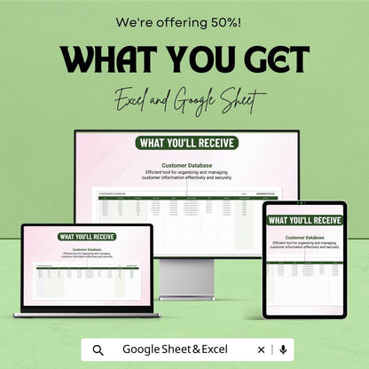 Customer Database Excel Template | Excel & Google Sheets Client Management System | Customer Records Tracker | Business Database Spreadsheet