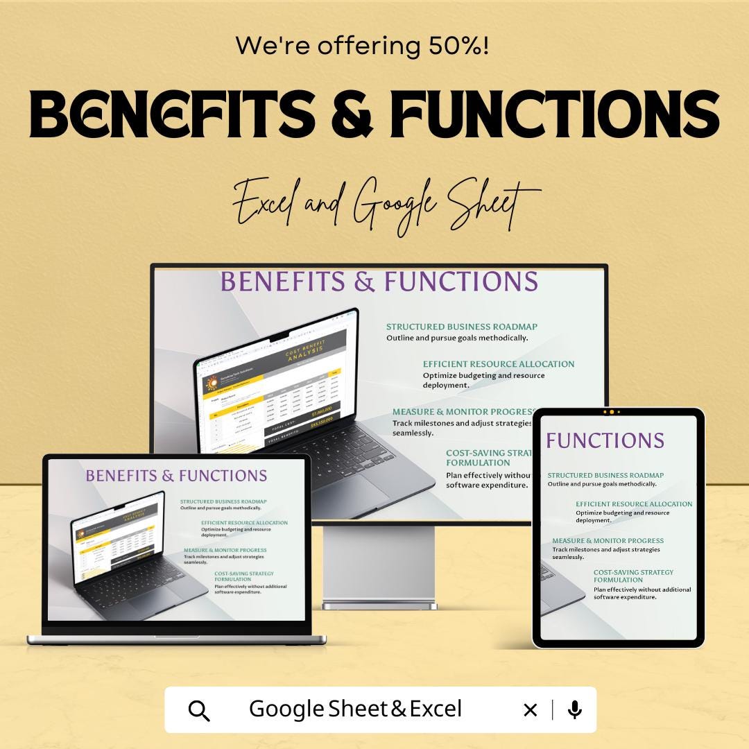 Cost Benefit Analysis Template | Excel & Google Sheets Financial Decision Tool | ROI and Project Evaluation Spreadsheet
