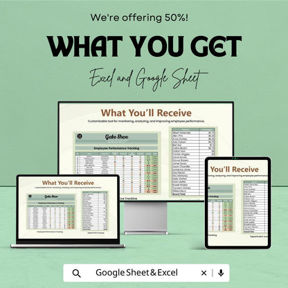 Employee Performance Tracker Template | Staff Performance Review Spreadsheet | HR Performance Evaluation Sheet |  Employee Tracker