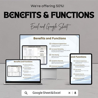 Ledger Entry Analysis Template | Accounting Tracker | Financial Record Log | Income Expense Ledger | Automated Balance Sheet