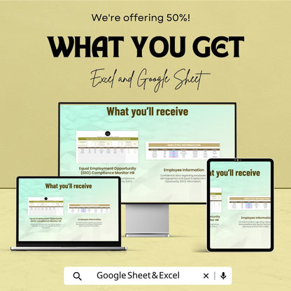 Equal Employment Opportunity EEO Compliance Tracker Hr Template | EEO Monitoring Spreadsheet | HR Compliance Dashboard | Excel Google Sheets