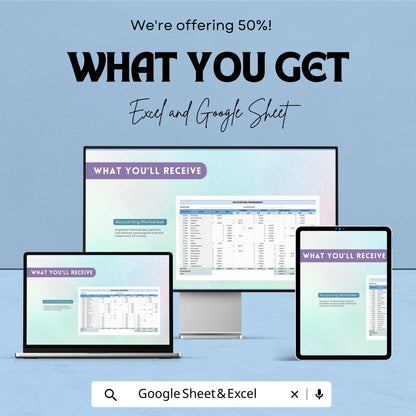 Accounting Worksheet Template | Excel and Google Sheets | Financial Statement Preparation | Trial Balance Template | Accounting Spreadsheet