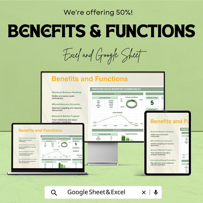Purchase Sales Inventory Sheet | Excel & Google Sheets | Sales, Purchases, Inventory Tracking Dashboard | Business Management Template