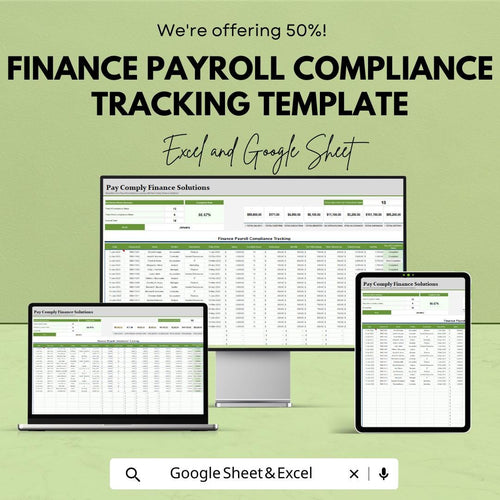 Finance Payroll Compliance Tracking Template | Payroll Audit Tracker | HR Compliance Spreadsheet | Employee Payroll Monitor