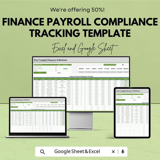Finance Payroll Compliance Tracking Template | Payroll Audit Tracker | HR Compliance Spreadsheet | Employee Payroll Monitor