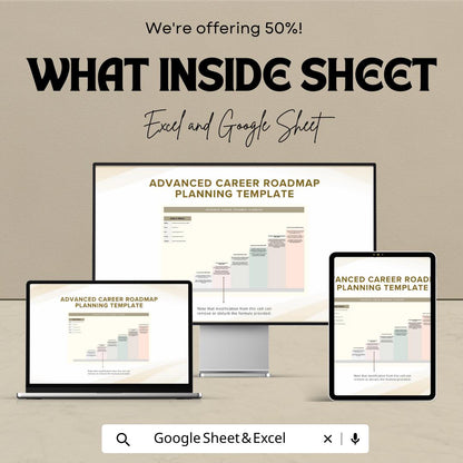 Advanced Career Roadmap Planning Template  | Career Development Planner | Professional Growth Tracker | Career Goals Planner