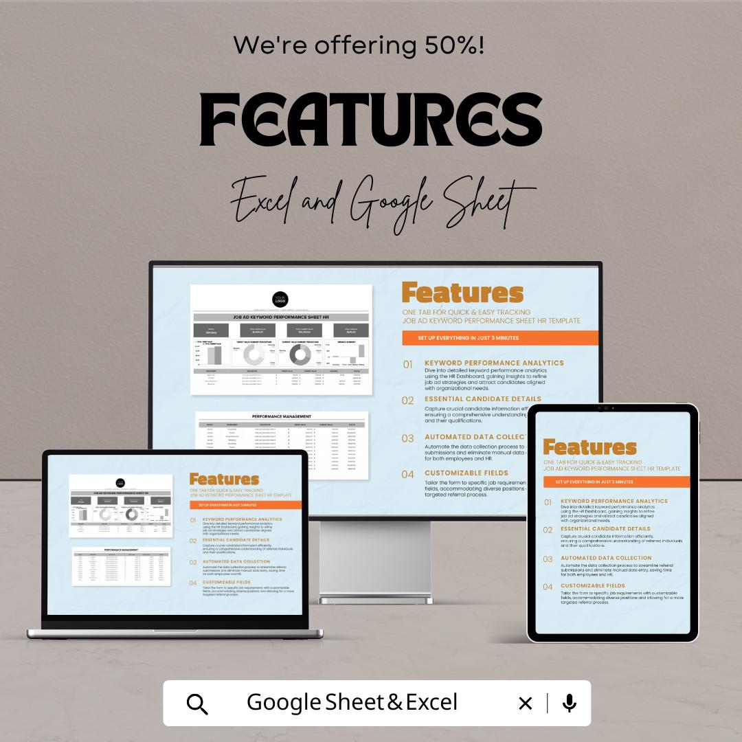 Job Ad Keyword Performance Sheet HR Template | Recruitment Analytics Dashboard | Excel & Google Sheets Hiring Tracker