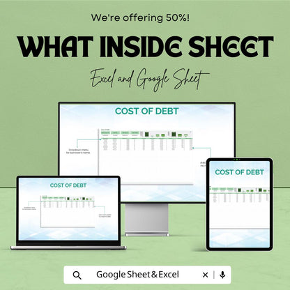 Cost of Debt Template | Debt Calculator Spreadsheet | Financial Analysis Tool | Cost of Borrowing Tracker | Finance Template