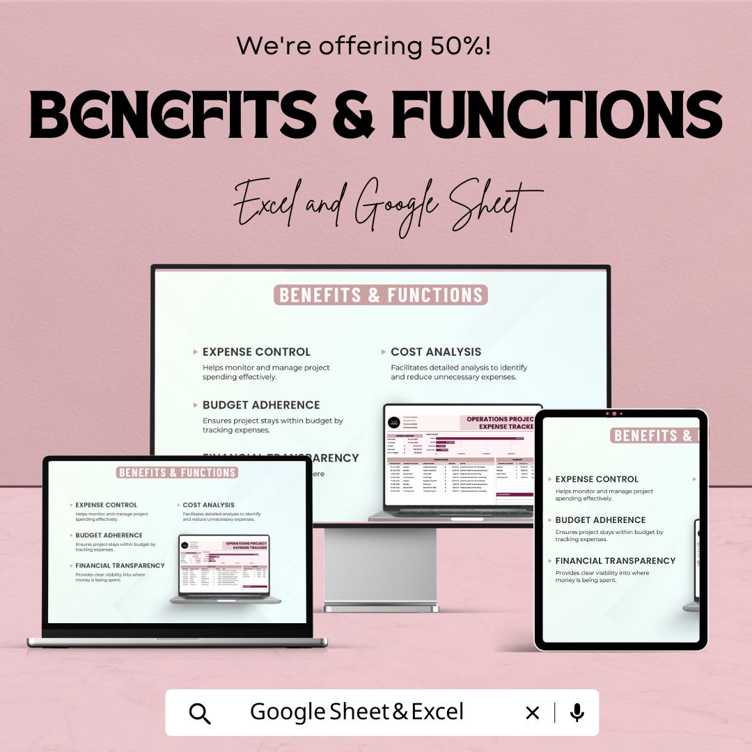 Operations Project Expense Tracker Sheet | Excel & Google Sheet Template for Budget Management | Financial Planning Tool | Project Cost