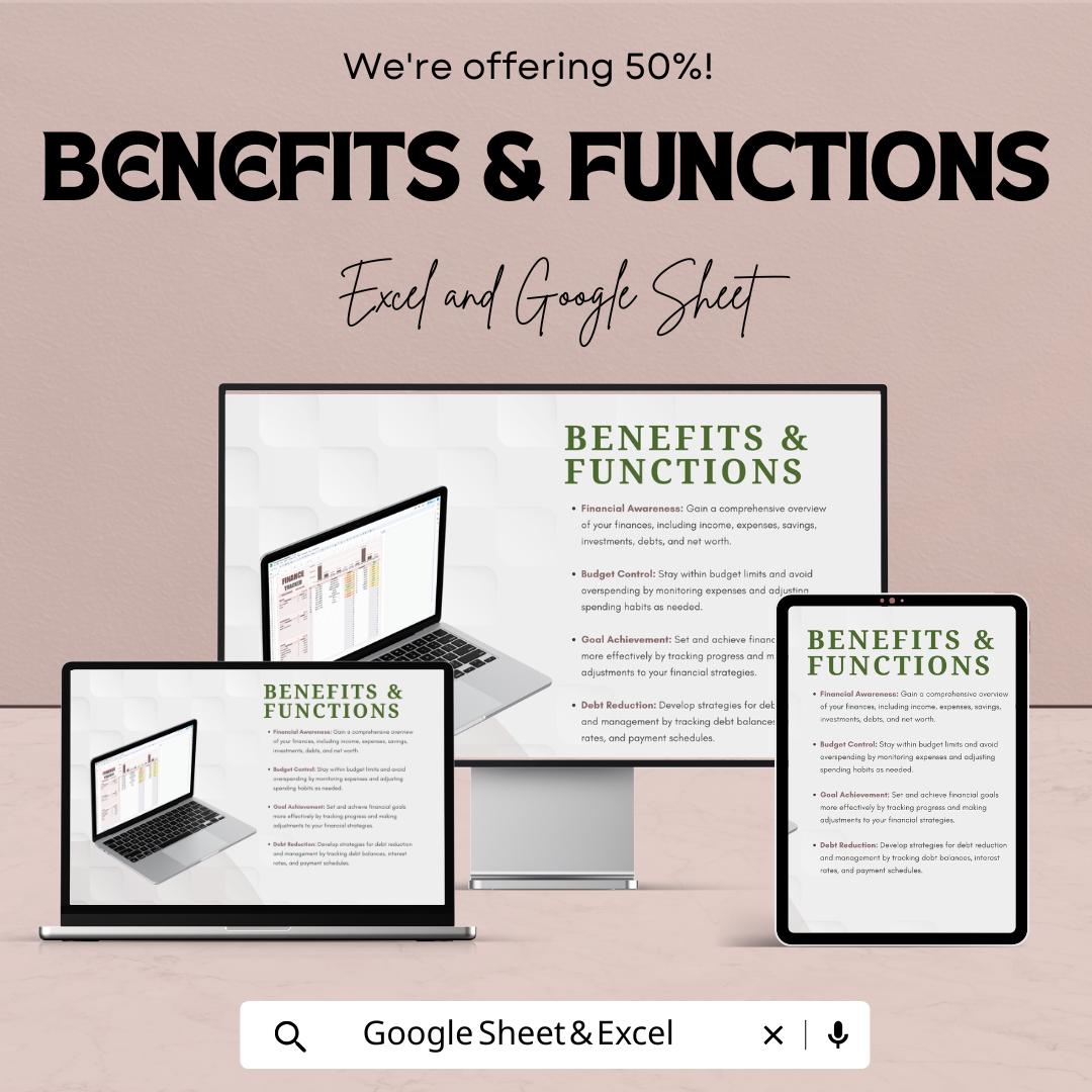 Finance Tracker Template | Budget Planner Spreadsheet | Income and Expense Tracker | Monthly Budget Planner | Personal Finance Organizer