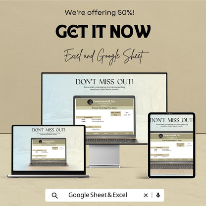 Sample Business Price Quotation Sheet | Excel and Google Sheets Template | Customizable & Professional | Instant Download
