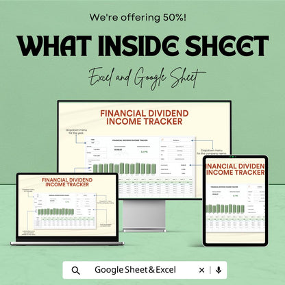 Financial Dividend Income Tracker Template | Dividend Tracker Spreadsheet | Passive Income Planner | Excel & Google Sheets