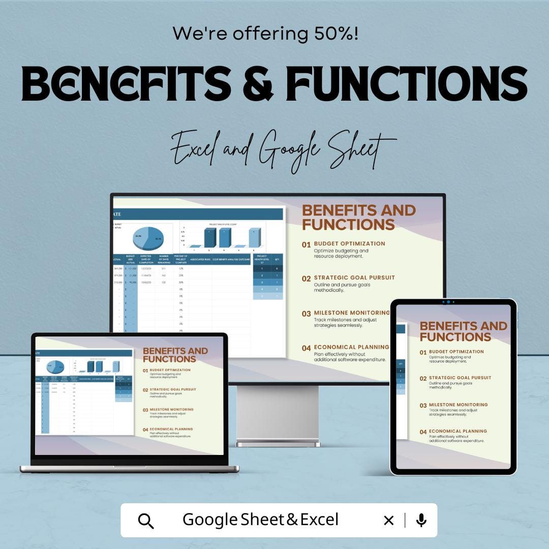 Project Portfolio Management Sheet - Excel and Google Sheets Template for Tracking, Budgeting & Reporting