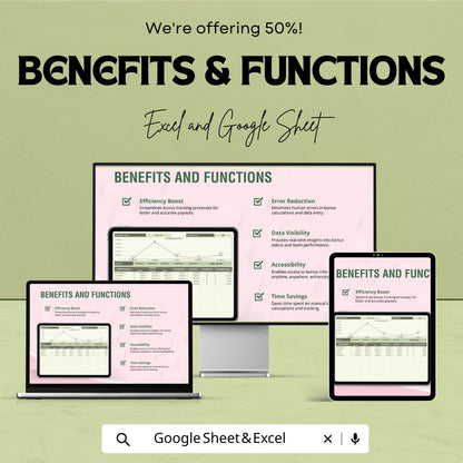 Sales Quarterly Bonus Payout Tracker Template | Excel & Google Sheets Bonus Calculator | Sales Commission Dashboard