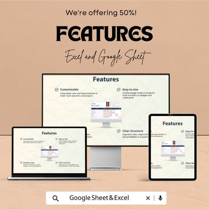 Team RACI Chart Template Excel & Google Sheets | Responsibility Matrix | Project Role Assignment Tracker | Team Workflow Planner