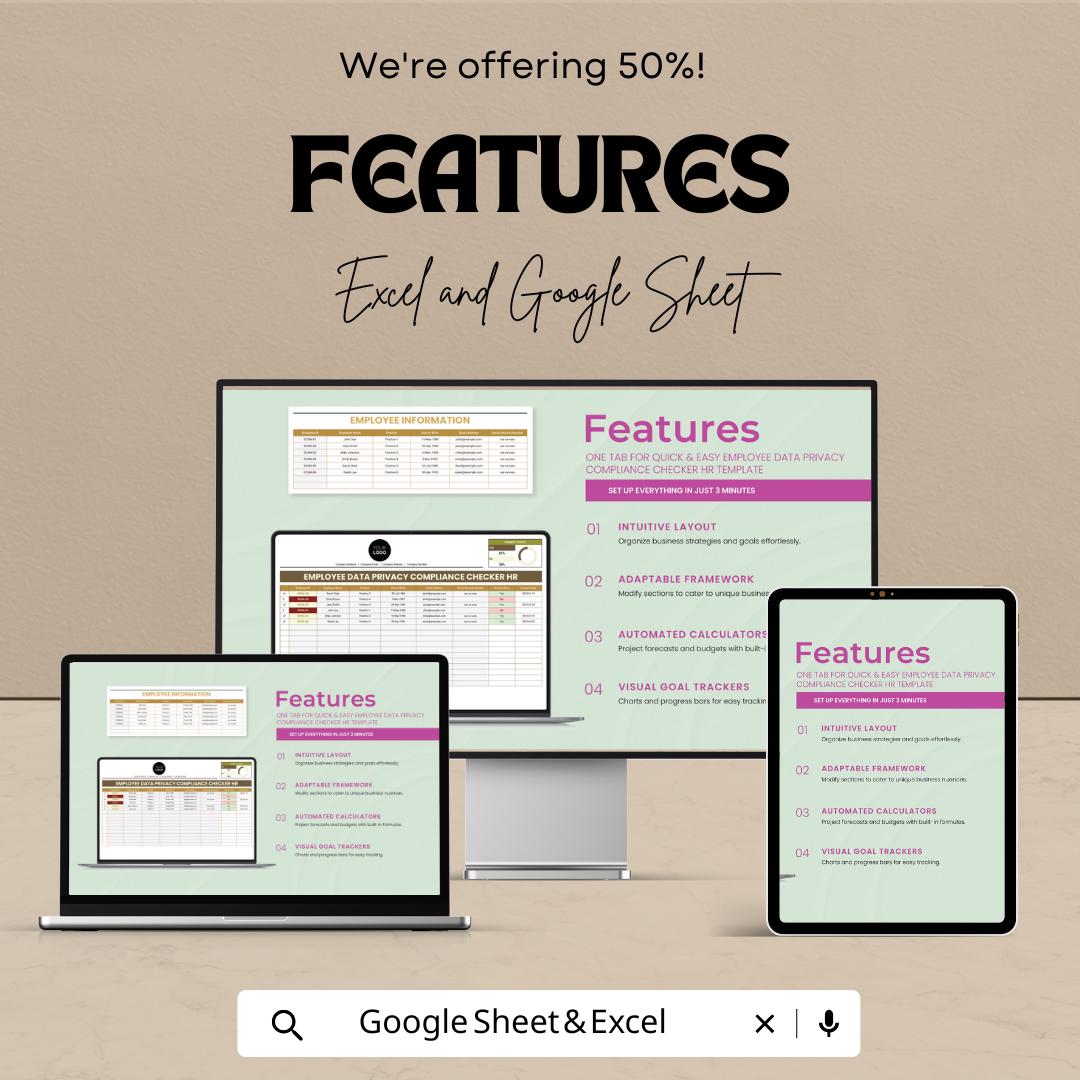 Employee Data Privacy Compliance Checker HR Template | HR Data Protection Tracker | Employee Consent Management Spreadsheet