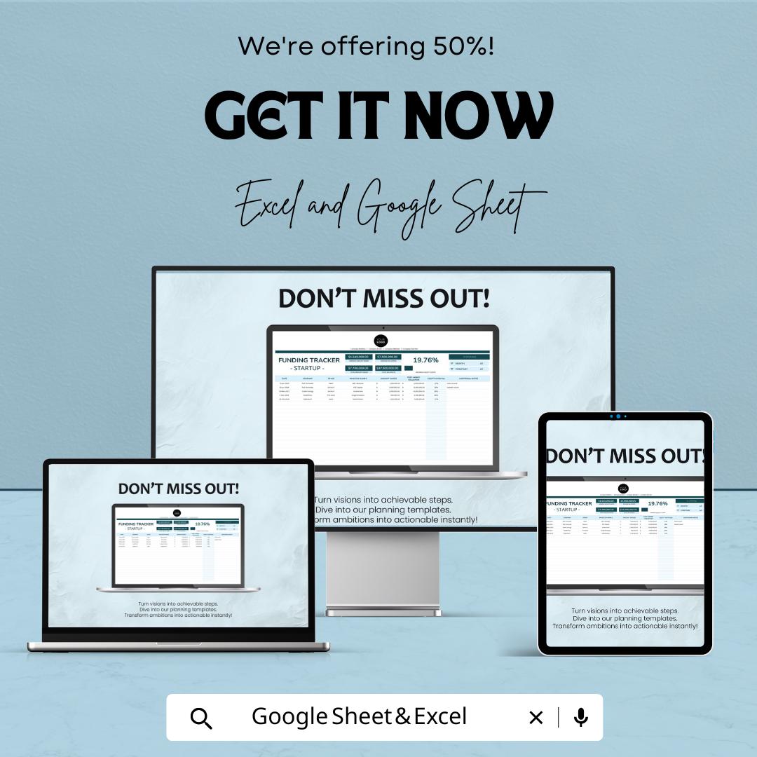 Startup Funding Tracker Template | Investor & Capital Tracking Spreadsheet | Excel and Google Sheets | Startup Finance Tracker