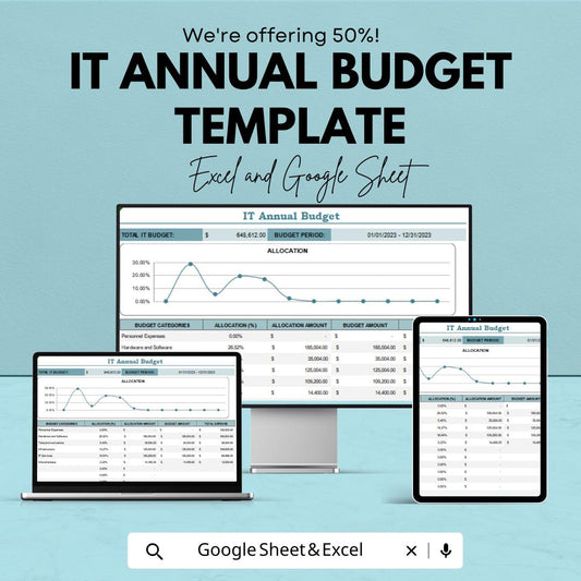 IT Annual Budget Template | IT Budget Spreadsheet | Excel & Google Sheets Budget Planner | Tech Department Financial Planning Tool